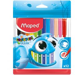 Фломастеры Maped "Color Pep's Ocean", 12цв., смываемые, ПВХ, европодвес 845720