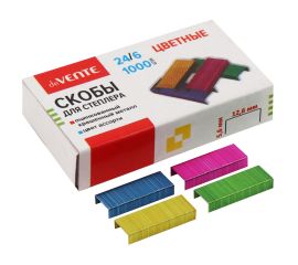 Скобы для степлера №24/6 (30 л), покрытие цветное, 1000 шт deVENTE 4141901