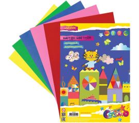 Картон цветной А4 5 л (5 цветов) мелованный, односторонний