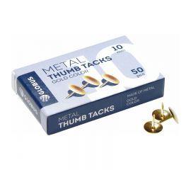 Кнопки канцелярские/гвоздики Globus, золотистые, 10мм, 50шт., карт. упак. К10-50З