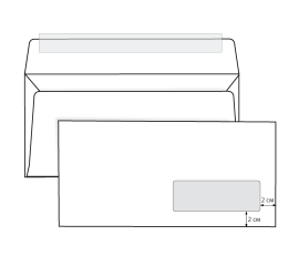 Конверт 110*220 мм белый, с отрывом, правое окно
