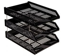 Набор лотков горизонтальных OfficeSpace, 3шт., на метал. стержнях, черный 300808