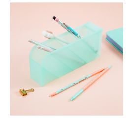 Настольная подставка MESHU, 4 отделения, пластиковая, тонированная мятная MS_47710