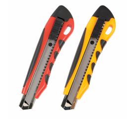 Нож канцелярский 18 мм BRAUBERG Universal автофиксатор, резиновые вставки + 2 лезвия