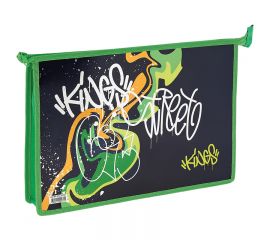 Папка для тетрадей 1 отделение, А4, ArtSpace "Graffiti", ламинированный картон, фольга, на молнии ПМ