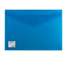 Папка-конверт на кнопке BRAUBERG, А4, 200 мкм, синяя