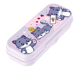 Пенал-футляр, 215*90*43 СТАММ "Котики", сиреневый ПН-31462