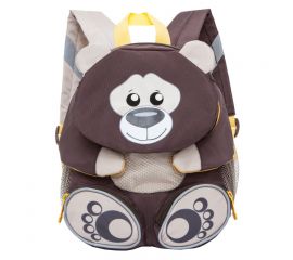 Рюкзак детский Grizzly "Медведь", 24*29*14см, 1 отделение, 5 карманов, уплотн. спинка, коричневый