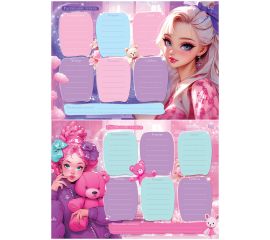 Расписание уроков с расписанием звонков А4 BG "Pretty Girl"