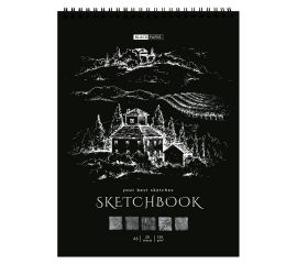 Скетчбук 20л., А5 ArtSpace "Black line. House", на гребне, 120г/м2, черный блок SkА520_38361