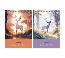 Скетчбук 60л., А6 BG "Сказочный олень", на гребне, глянцевая ламинация, 120г/м2 СА660гр_61990