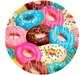 Тарелки бумажные ламинированные ПатиБум "Пончики", 18см, 6шт., еврподвес