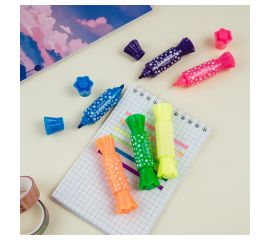 Текстовыделитель двусторонний MESHU "Candy", мини, ассорти, неоновые цвета, 2/4мм MS_76429