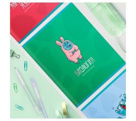 Тетрадь предметная 48л. MESHU "Ученый MISHKA" - Биология, матовая ламинация, выборочный УФ-лак, тисн