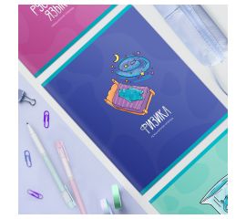 Тетрадь предметная 48л. MESHU "Ученый MISHKA" - Физика, матовая ламинация, выборочный УФ-лак, тиснен