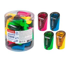 Точилка пластиковая с 1 отверстием и контейнером deVENTE School ассорти