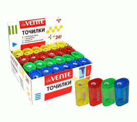Точилка пластиковая с 1 отверстием и контейнером прямоугольная ассорти deVENTE