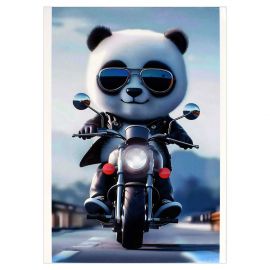 Блокнот 40 л А6 клетка скоба "Мишка на мотоцикле"