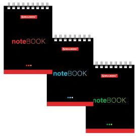 Блокнот 40 л А7 клетка спираль мягкая обложка "Черный стиль" (ассорти)