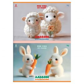 Альбом для рисования 08л., А4, на скрепке BG "Мягкие игрушки", эконом АР4ск8 08580
