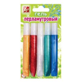 Гель-клей ЛУЧ,с блестками перламутровый,5 цв.