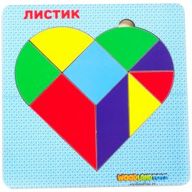 Игра-головоломка Woodlandtoys "Танграм 2.0. Листик"