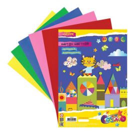 Картон цветной А4 5 л (5 цветов) мелованный, односторонний