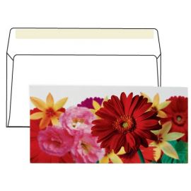 Конверт С65, "Букет", отрывная полоса STRIP,  114х229 мм