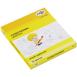 Пластилин Гамма "Юный художник" NEW, 10 цветов, 140г, со стеком, картон. упаковка 280044