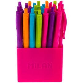 Ручка шариковая авт. Milan "P1touch" 5цв., 1,0мм, в пластиковом стакане