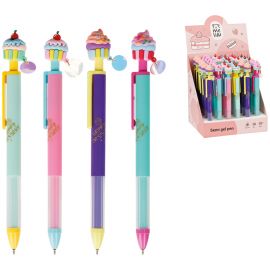 Ручка шариковая автоматическая MESHU "Sweets" синяя, 0,5мм, грип, корпус ассорти, с топпером MS_6098