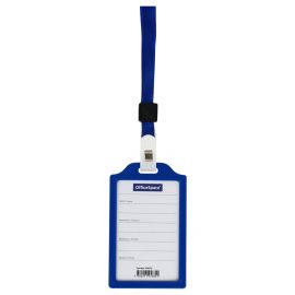 Бейдж вертикальный OfficeSpace, 85*55мм, жесткий каркас, синий, без держателя 344585