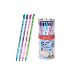Карандаш простой с ластиком HB BRAUBERG «PASTEL» трехгранный