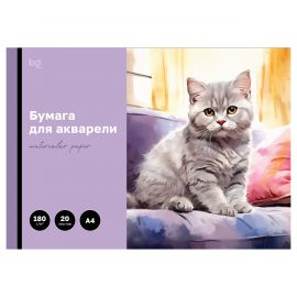 Набор бумаги для акварели 20 л А4 BG "Котенок" в папке