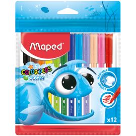 Фломастеры Maped "Color Pep's Ocean", 12цв., смываемые, ПВХ, европодвес 845720