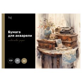 Набор бумаги для акварели 20 л А3 BG "Антикварный комод" в папке