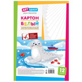 Картон белый A4, ArtSpace, 12л., немелованный, в пакете, "Морской котик"