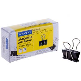 Клипы для бумаг 25мм, OfficeSpace, ., черные, картонная коробка