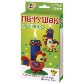 Набор для дет.творчества,ЛУЧ"Лепим свечи"(воск пластины 5 цв+фитиль+стек+инструкция)