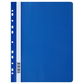 Папка-скоросшиватель пластик. перф. СТАММ А4, 120мкм, синяя с прозр. верхом ММ-30731