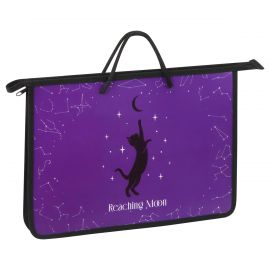 Папка с ручками А4 ArtSpace "Get the Moon", пластик, на молнии, 45мм ПТ-15О40003