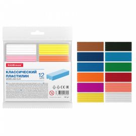 Пластилин 12 цветов, 192 гр, блистер, европодвес Basic light pack Erich Krause 53756