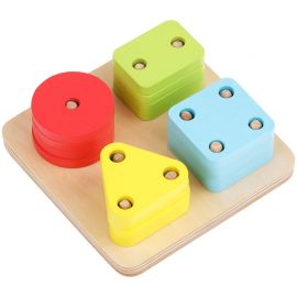 Развивающая игрушка ТРИ СОВЫ Сортер "Геометрическая пирамидка", дерево, 16 деталей РИ_46532