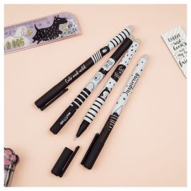 Ручка гелевая стираемая MESHU "Black&white" синяя, 0,5мм, корпус ассорти, софт-тач MS_54063