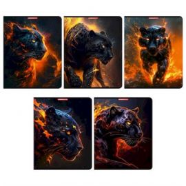 Тетрадь 96 л А5 клетка скоба "Огненная пантера"