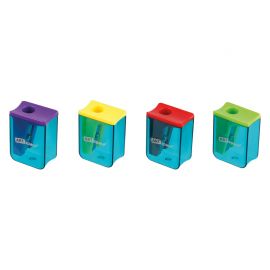 Точилка пластиковая ArtSpace "Case", 1 отверстие, с контейнером, ассорти SR_44527