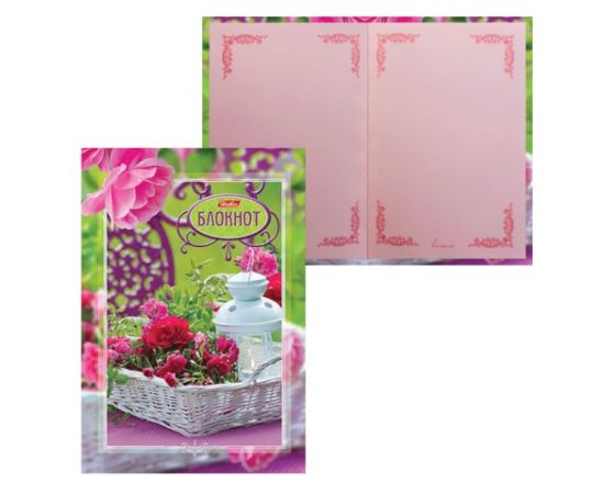 Блокнот  А5 80 л., твёрдая обложка, тонированный блок, HATBER "ВАНИЛЬ - Аромат роз"