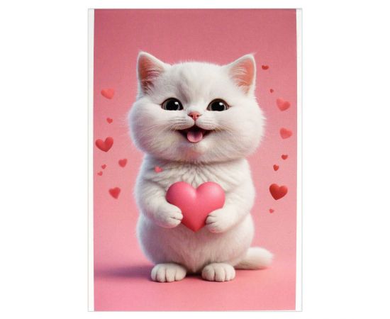 Блокнот 40 л А6 клетка скоба "Котенок с сердечком"