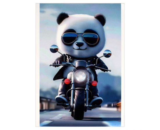 Блокнот 40 л А6 клетка скоба "Мишка на мотоцикле"