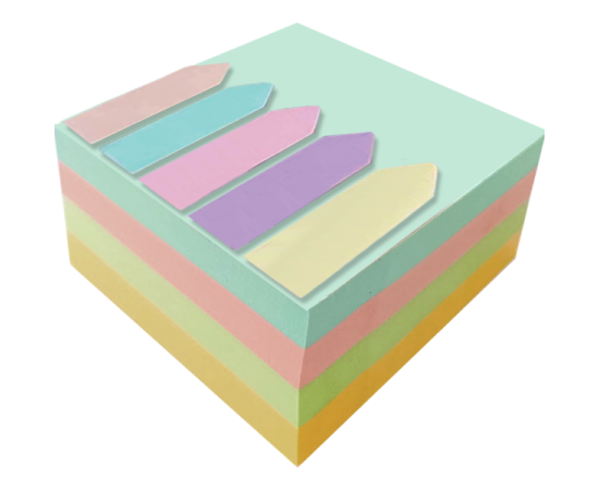 Бумага для заметок 76х76 мм Pastel 400 л +закладки пластиковые 45х12 мм 5 цветов 25 л deVENTE/12